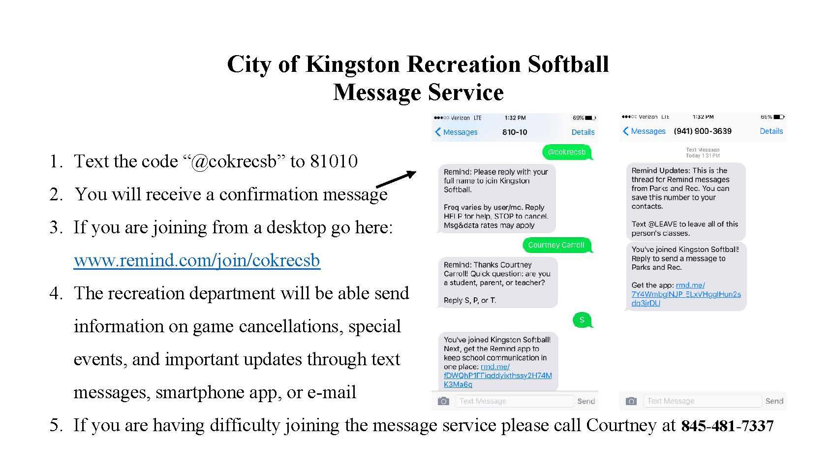 to the City of Kingston, NY softball